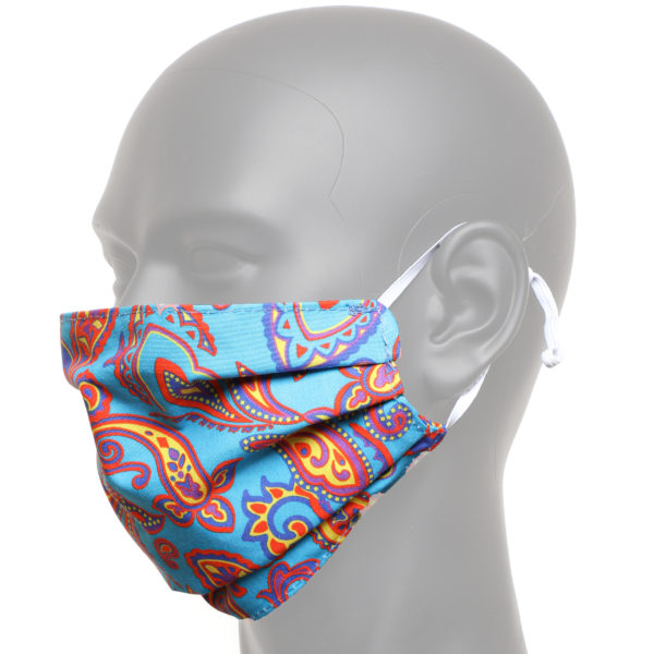 Electric Blue And Orange Paisley Face Mask